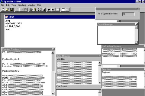SPARC CPU simulator window